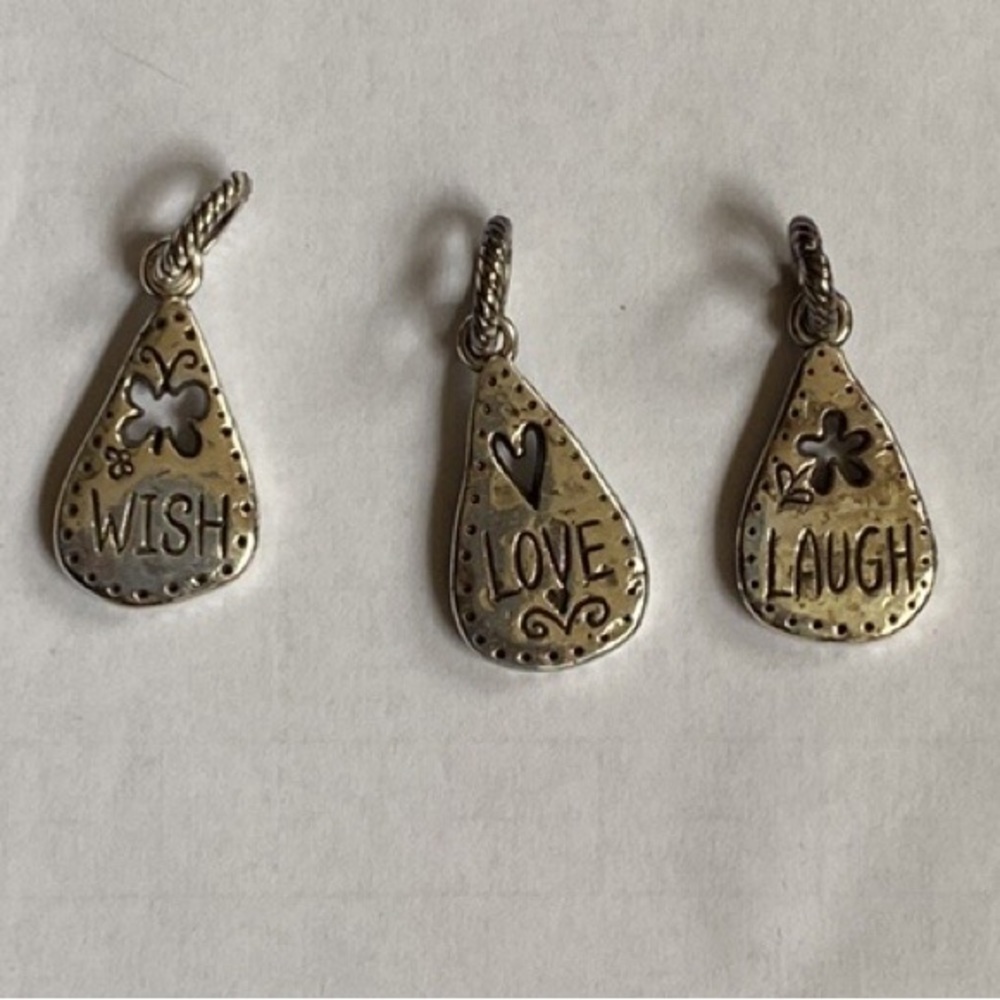 BRIGHTON‎ silver Wish Love Laugh pendant charms
